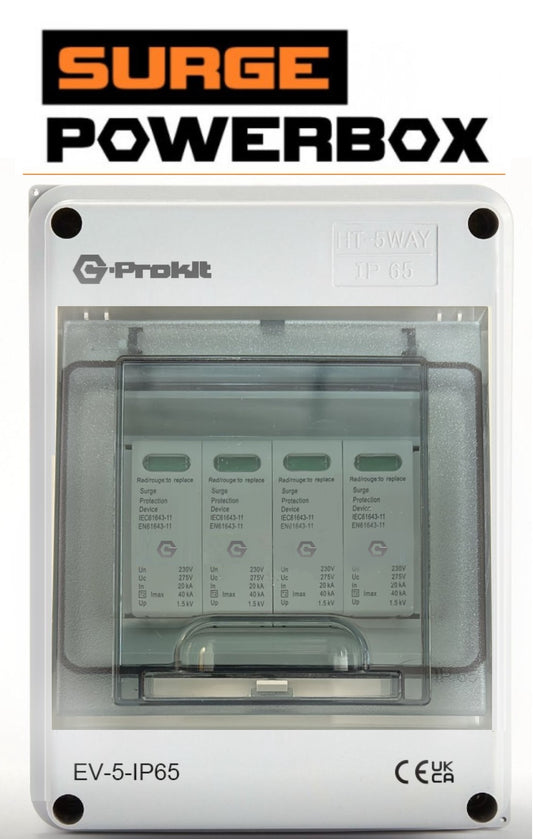 SURGE POWERBOX 3 Phase Surge protection in IP65 Plastic Enclosure, Comes with 4 pole Surge protector