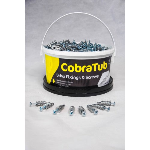 CobraTub 5 Plasterboard Drive Anchors - 200 Self drive fixings + 200 screws to suit c/w 2 Pozi Driver bits - 200 per pack