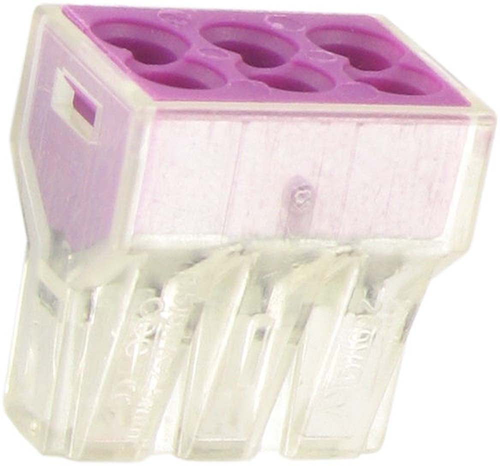 6 Conductor Push In clear connectors for solid and stranded wires re usable - 50 per pack