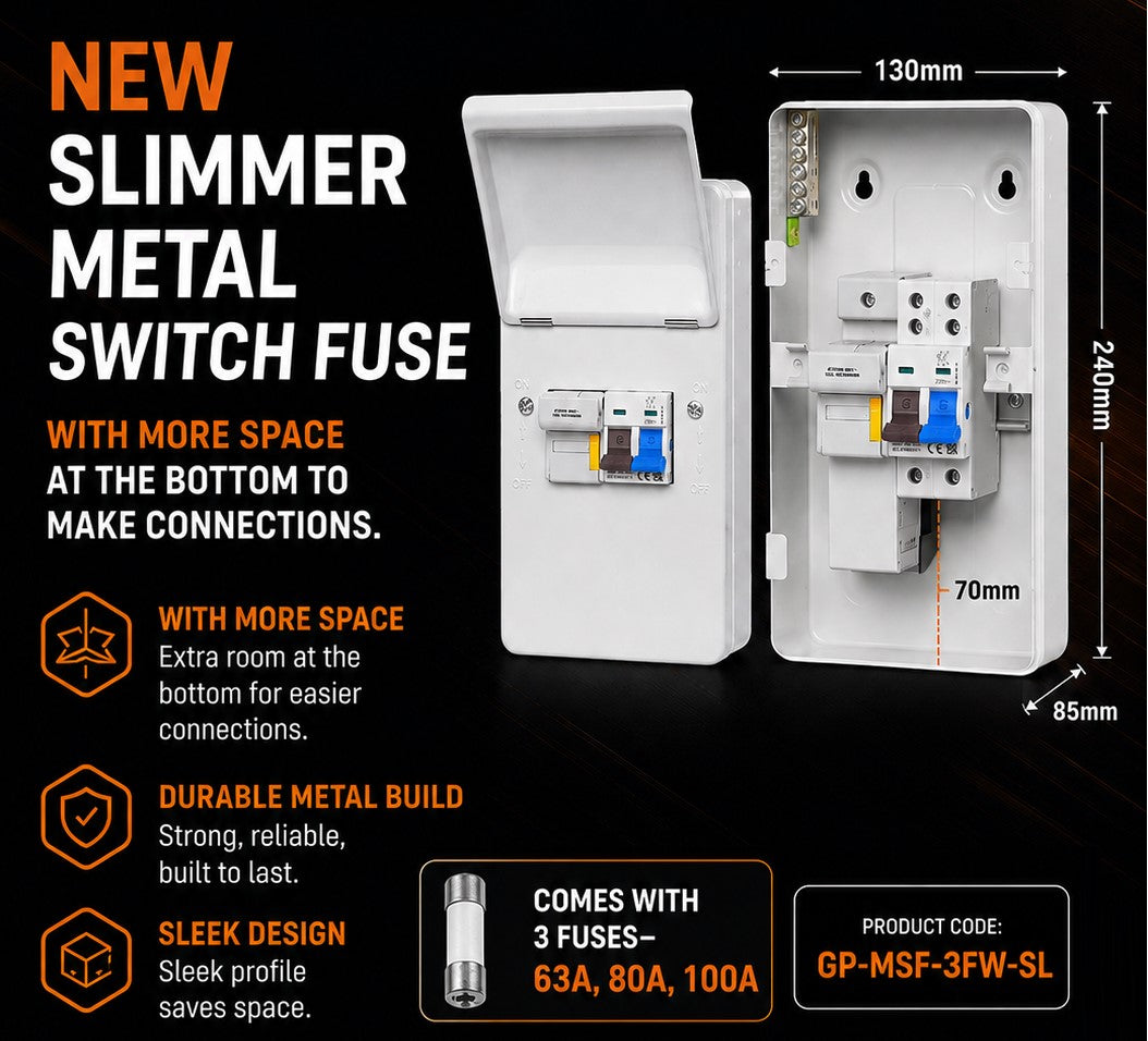 G-Prokit 100A SP+N Metal Switch Fuse - GP-MSF-3FW